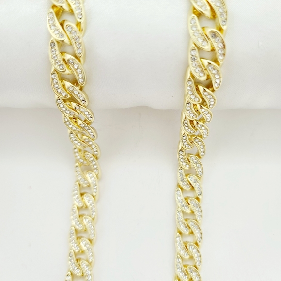 14K Gold plated hip hop bling bling necklace. New - Picture 5 of 6